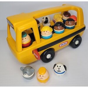 Little Tikes Yellow Toy School Bus w/ 13 Toddle Tots People Pets Figures VTG USA